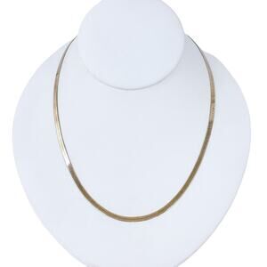 Gold Washed Flat Herringbone Chain | Italian Sterling Silver 925 Necklace 18"